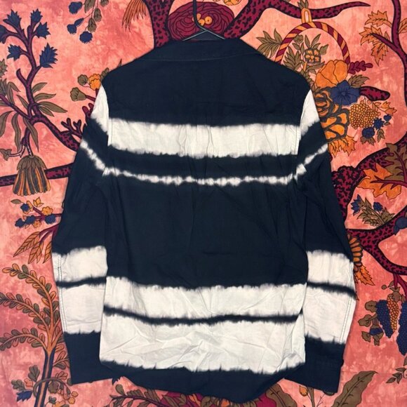 Men’s Black & White Tie Dye Button Up Shirt - Picture 2 of 3